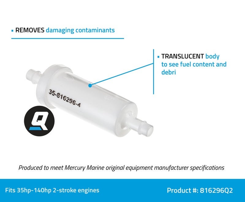 Quicksilver 816296Q2 Marine Engine in-Line Fuel Filter with Barbs for 5/16" (8 mm) Fuel Lines - Image 1